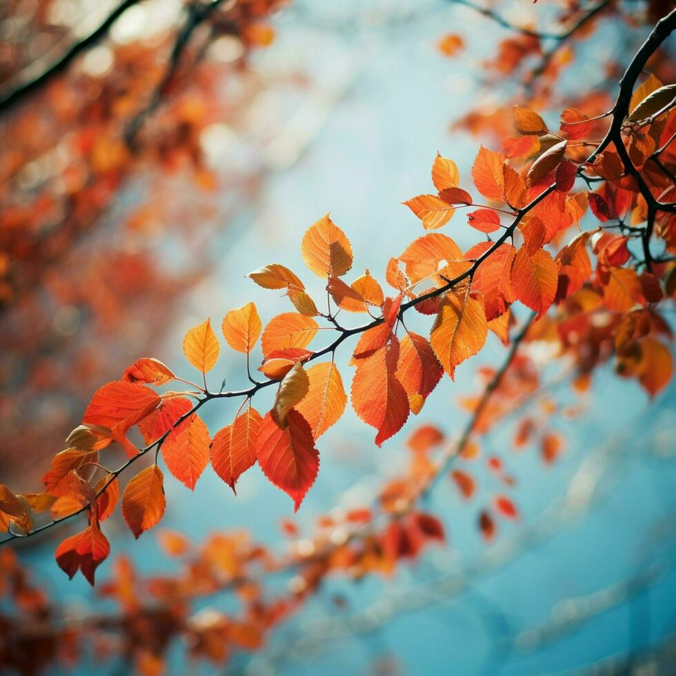bladerrijk boom Afdeling in levendig herfst kleuren foto