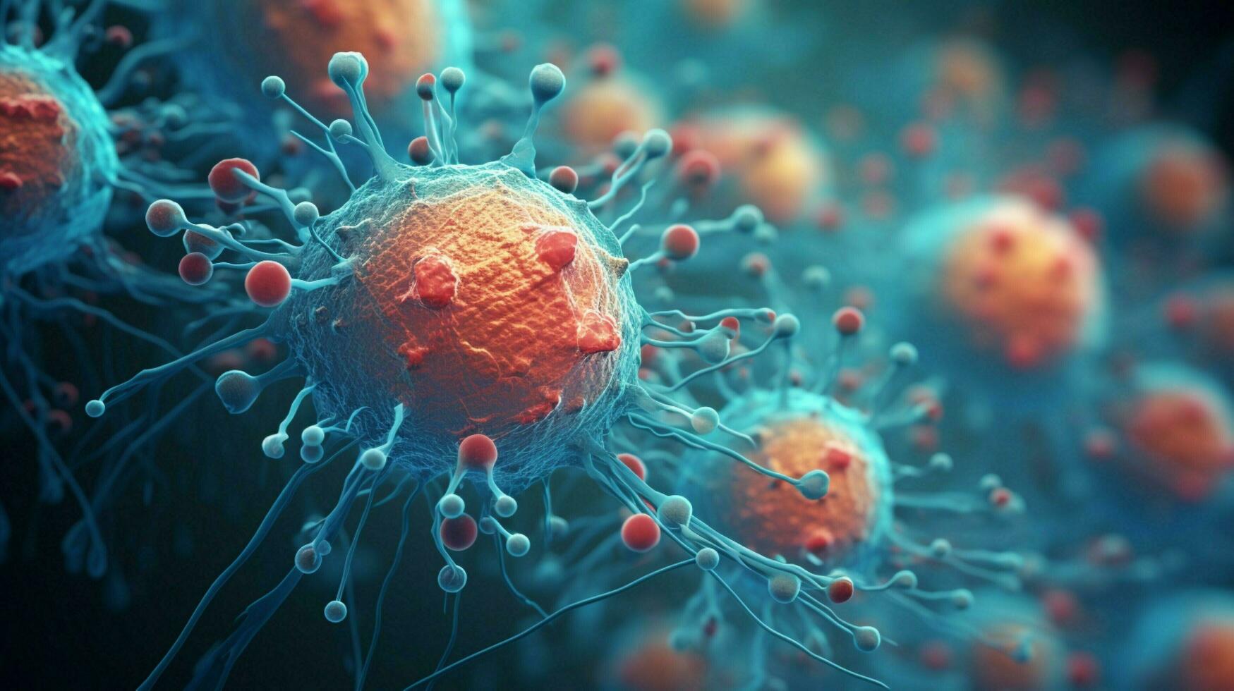 moleculair structuur van kanker cellen onder microscoop foto