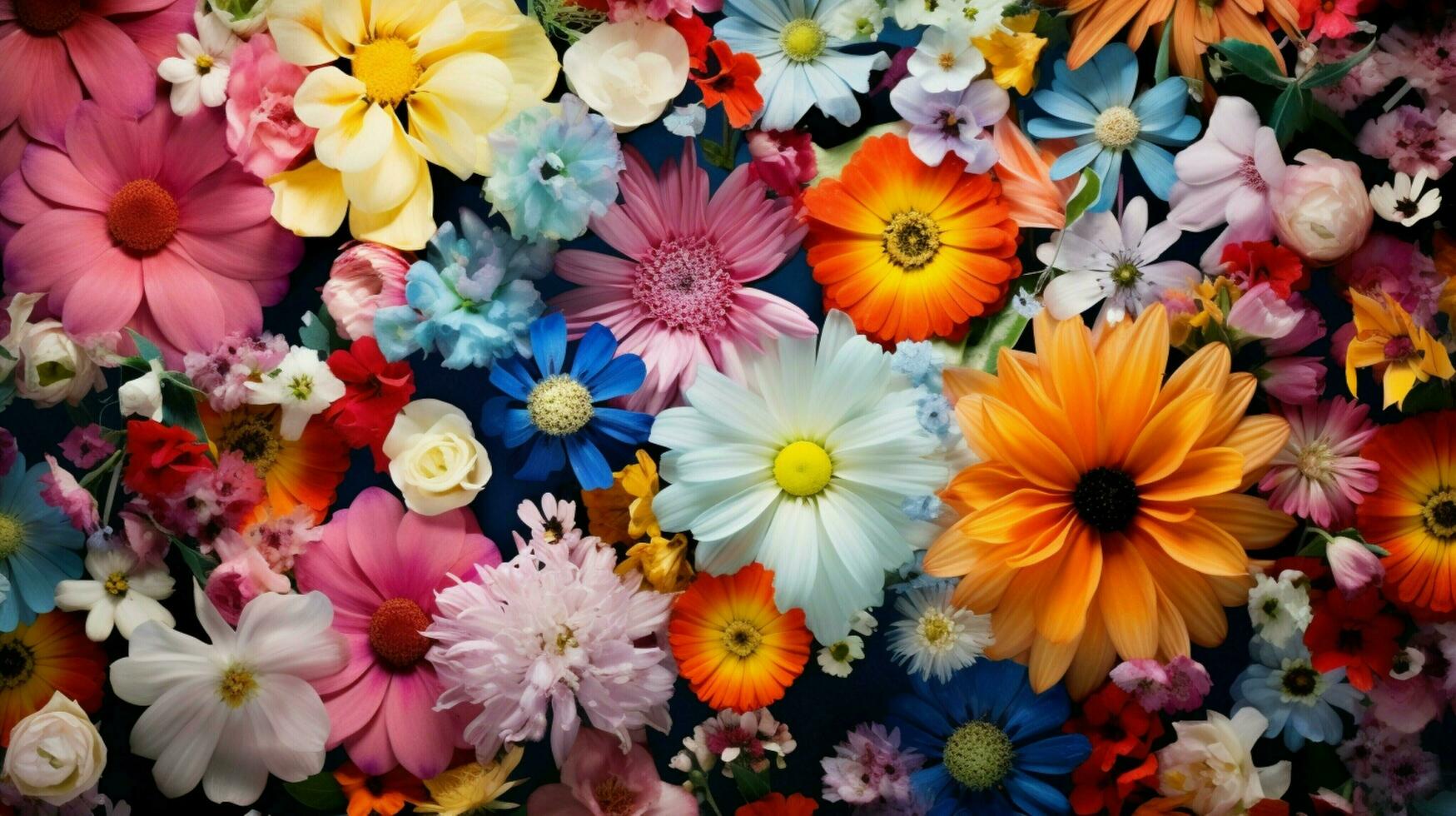 natuur schoonheid in zomer door multi gekleurde bloemen foto