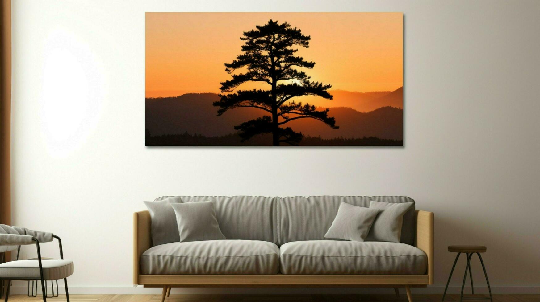 natuur rustig tafereel silhouet van pijnboom boom foto