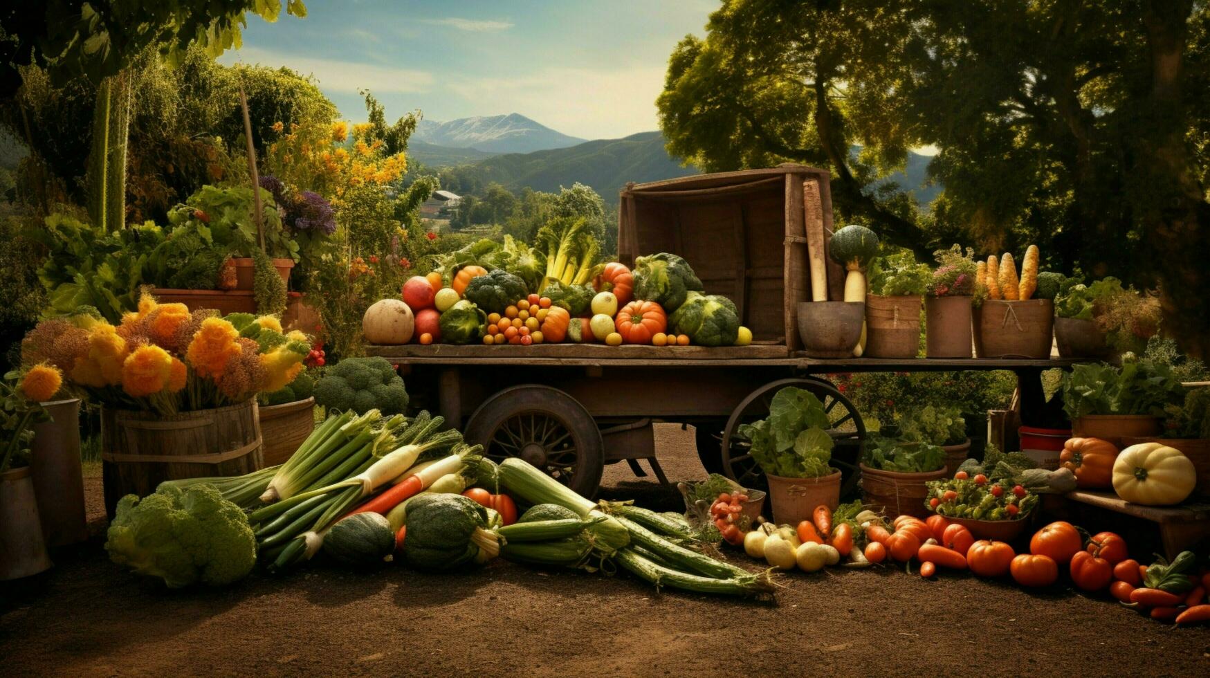 biologisch boerderij oogsten vers fruit en groenten foto