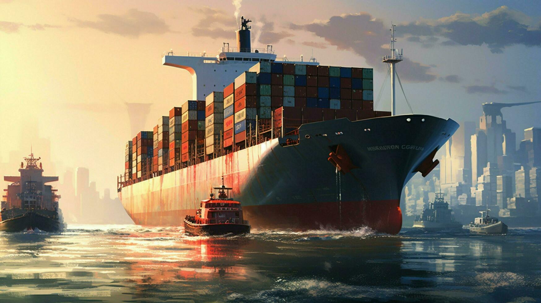 Verzending industrie draagt lading Aan groot houder schepen foto