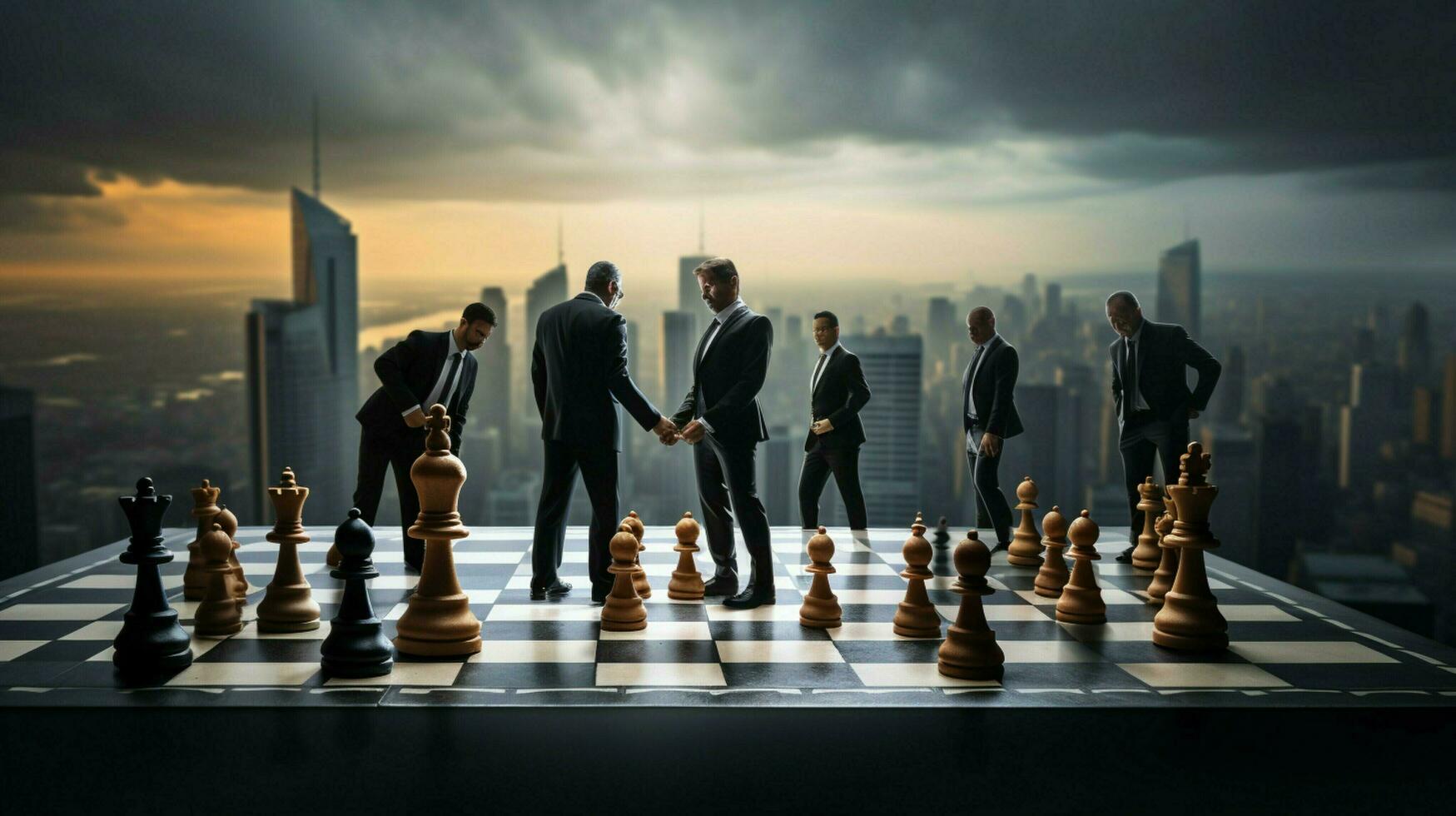 geslaagd bedrijf team planning strategie over- schaak bord foto