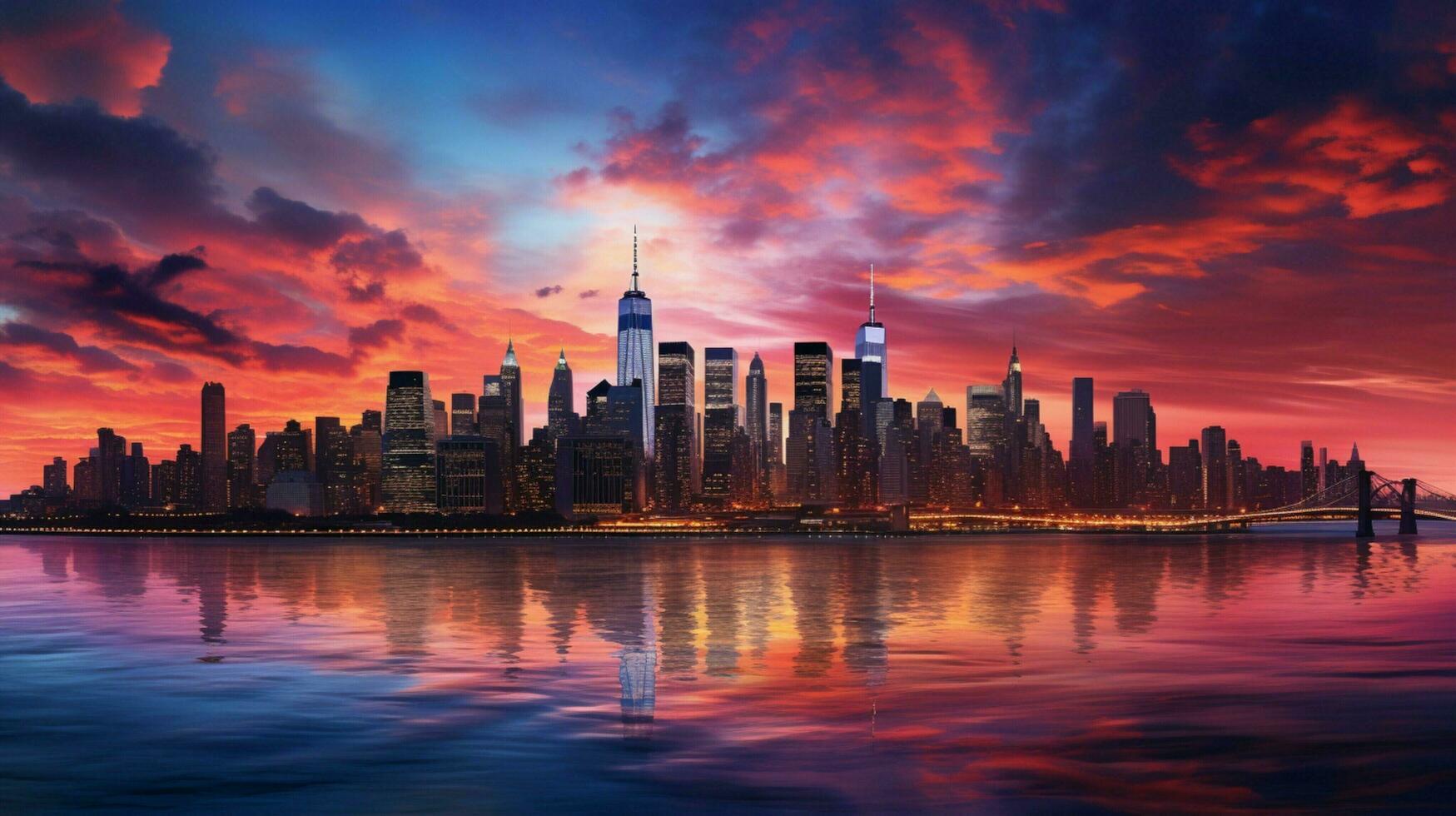 zonsondergang verlicht beroemd stad horizon een romantisch visie foto