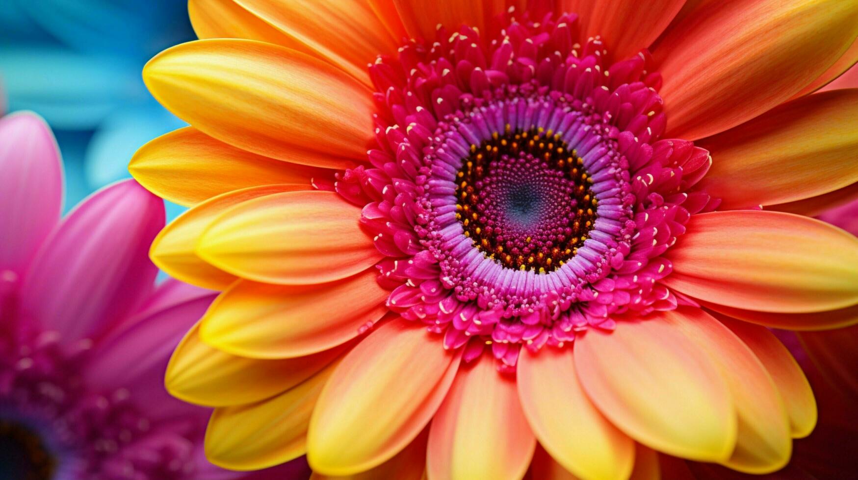 levendig gerbera madeliefje bloesem dichtbij omhoog presentatie van foto