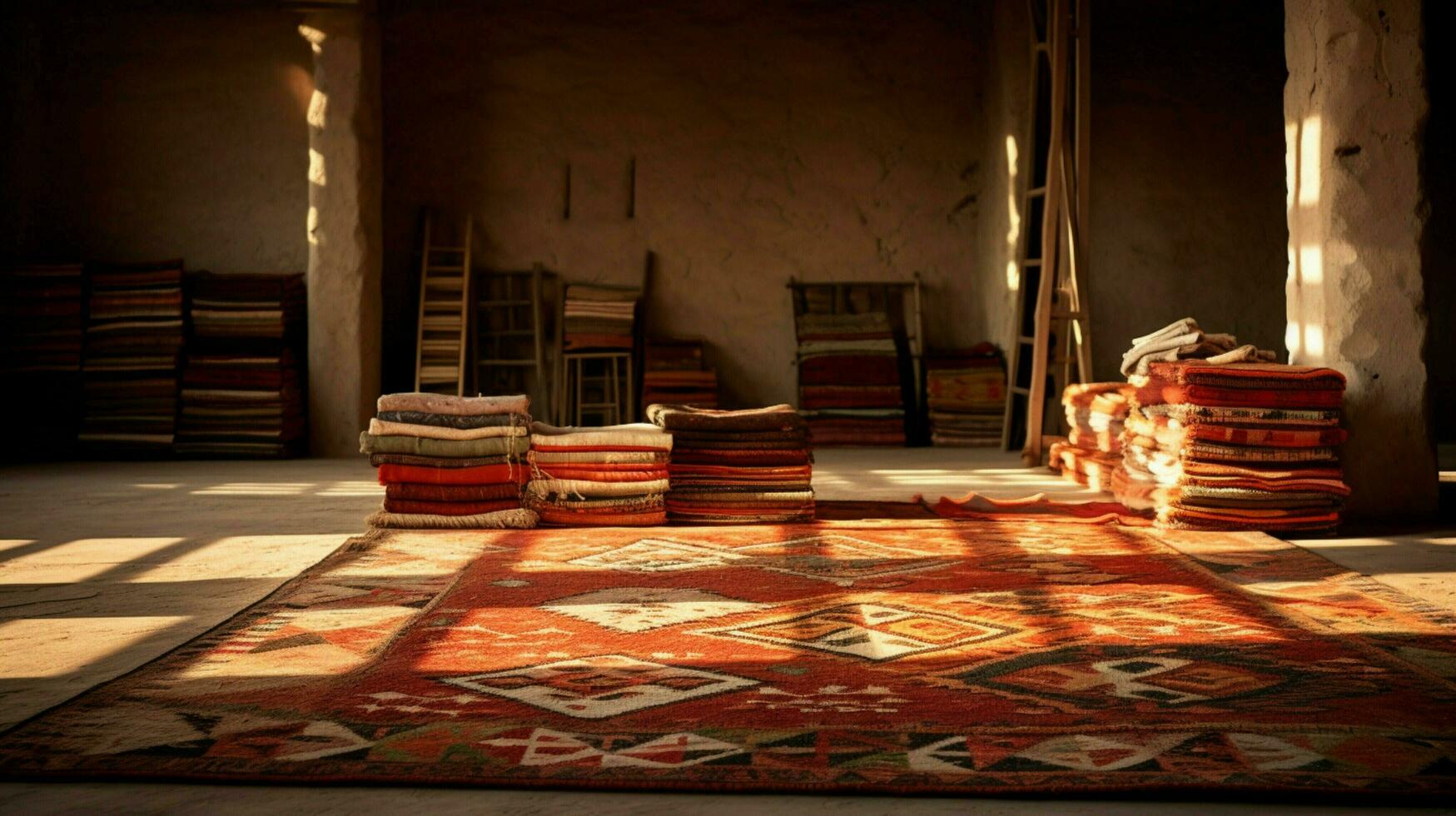 geweven kilim tapijt vitrines Turks textiel cultuur foto