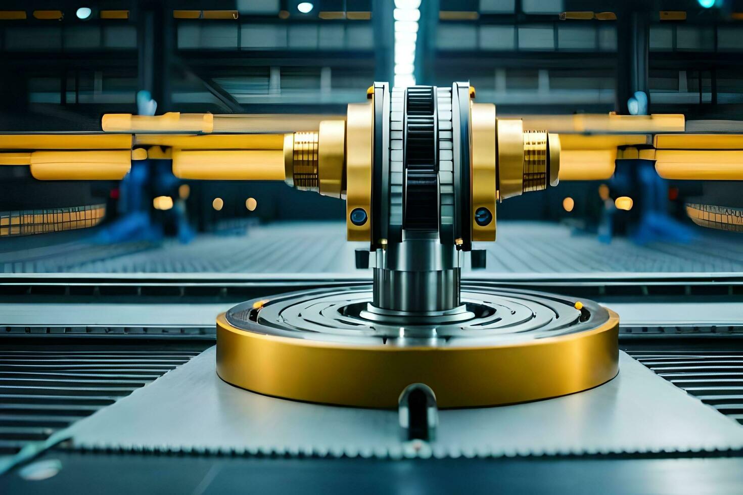 een machine is in de midden- van een fabriek. ai-gegenereerd foto