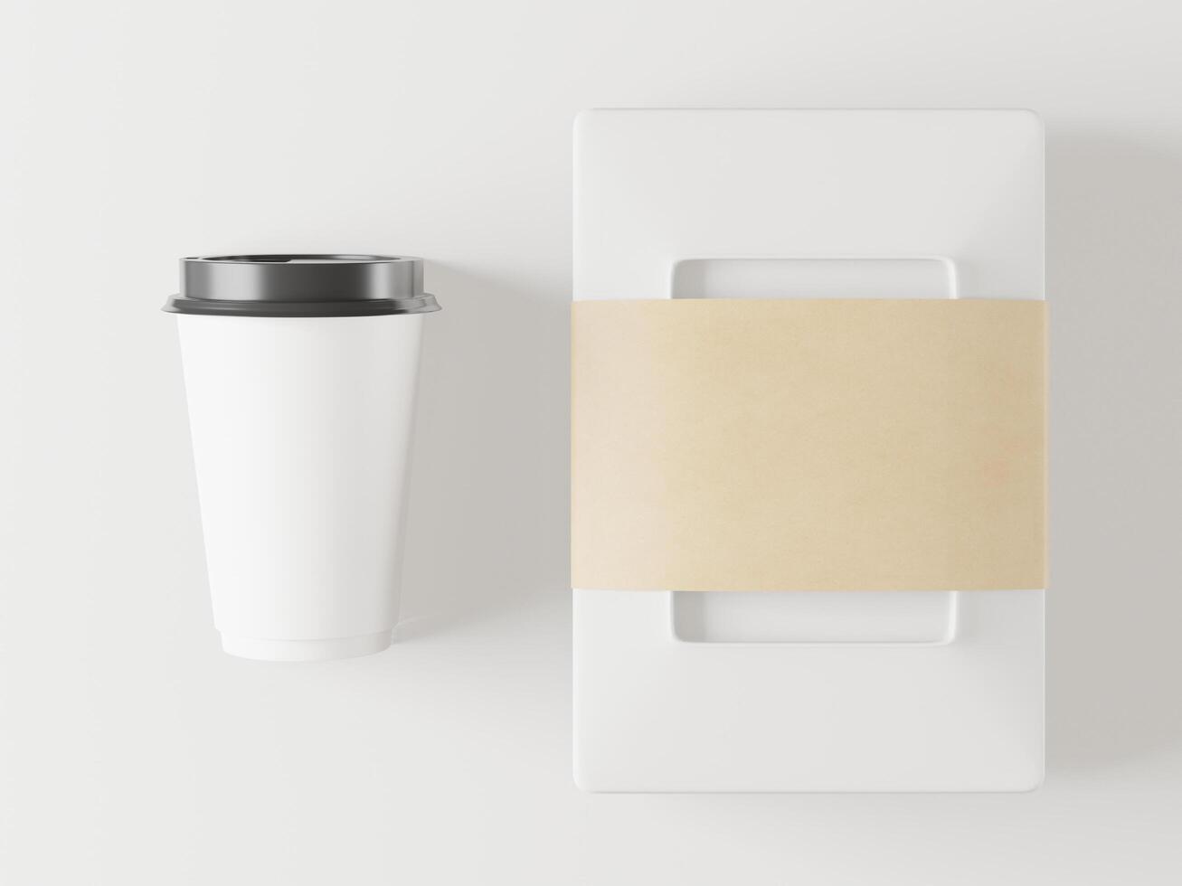 plastic beker voor koffie op een witte achtergrond, 3D-stijl. foto