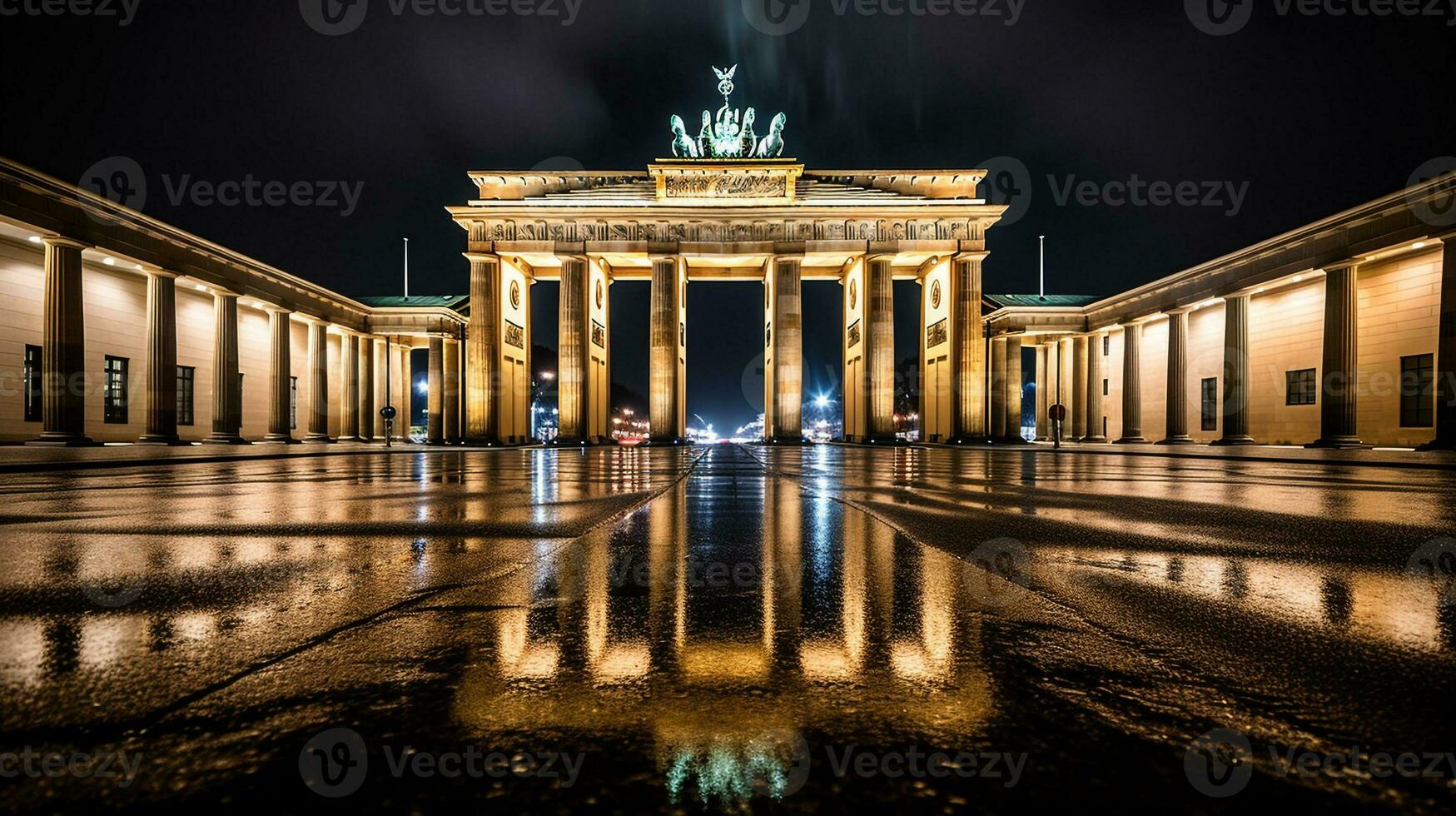 nacht visie van Brandenburg poort. generatief ai foto