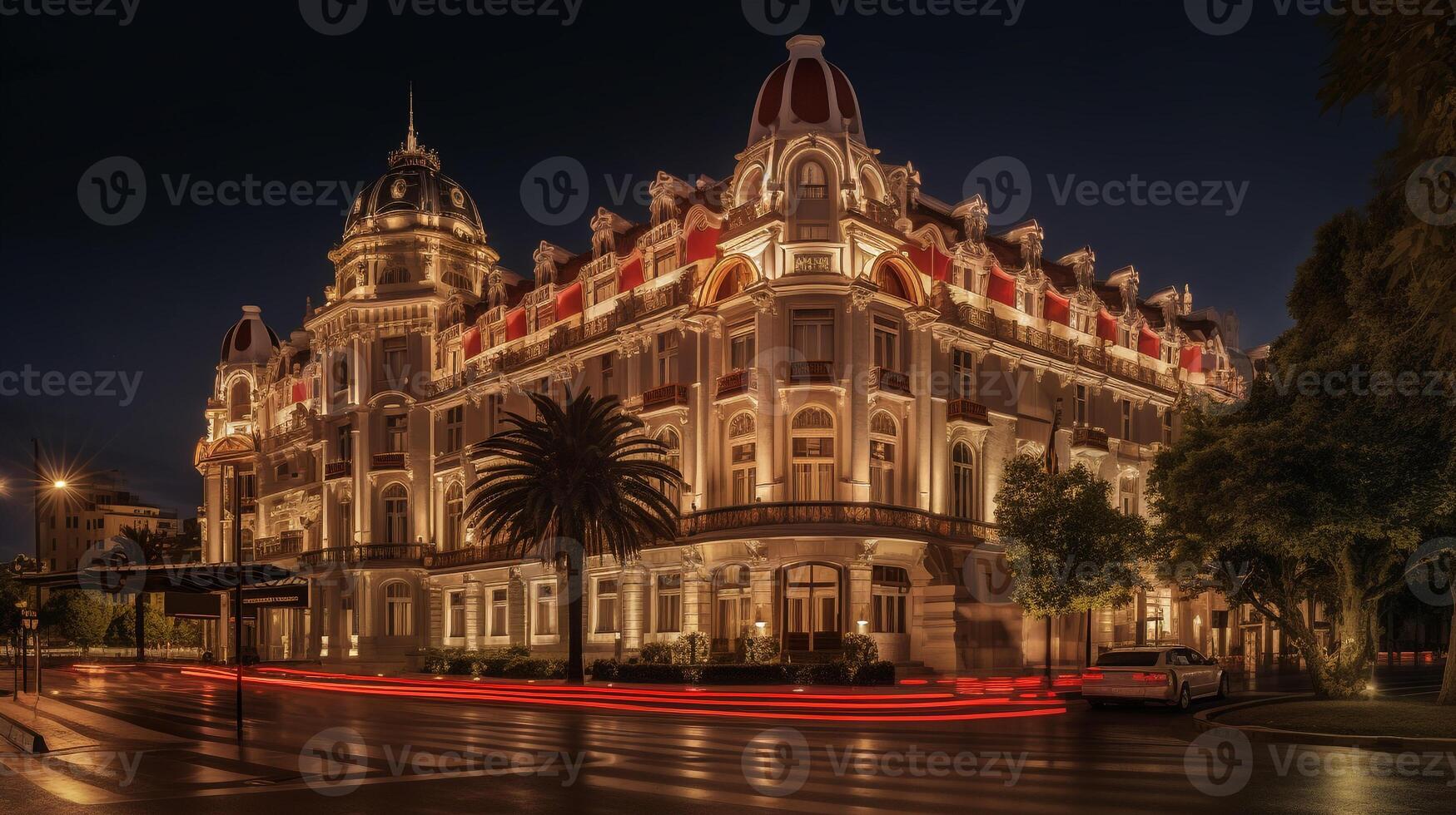 nacht visie van oma hotel manzana Kempinski. generatief ai foto