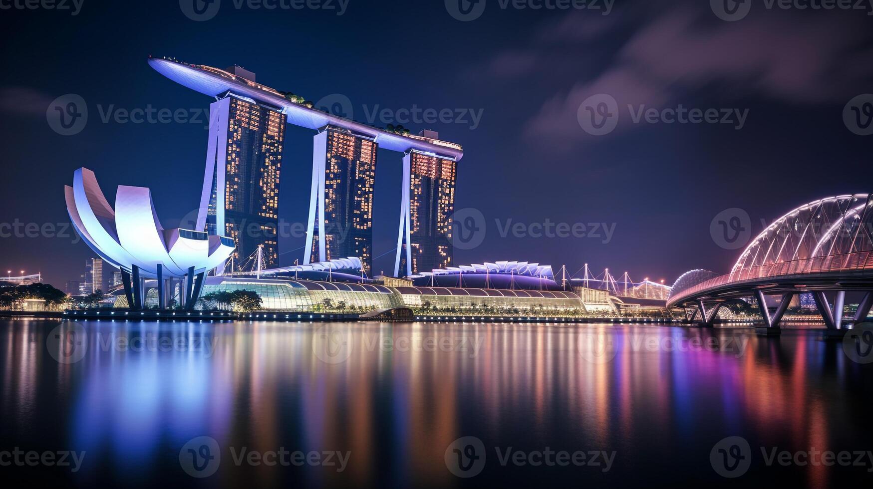 nacht visie van jachthaven baai zand. generatief ai foto