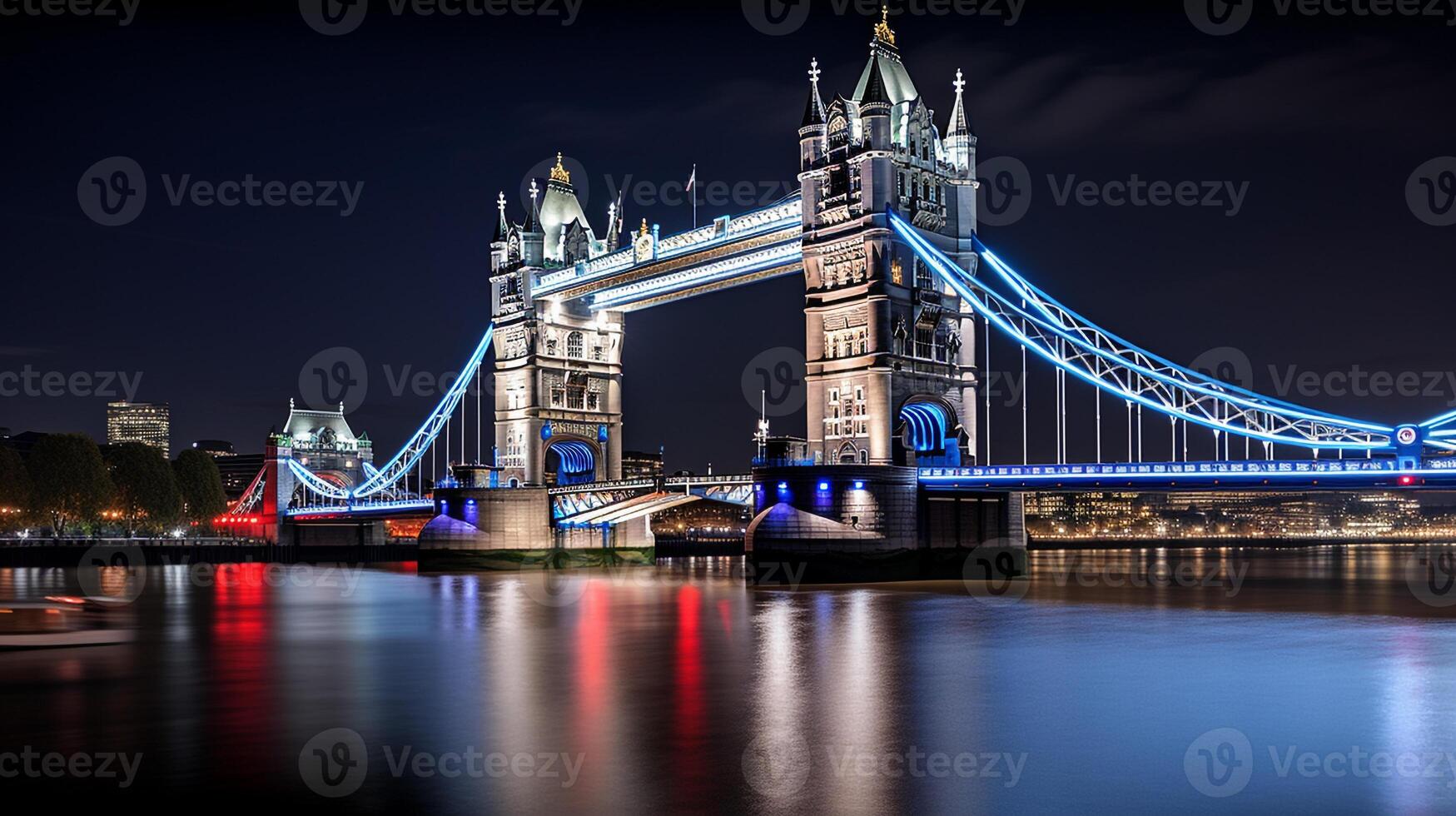 nacht visie van toren brug. generatief ai foto