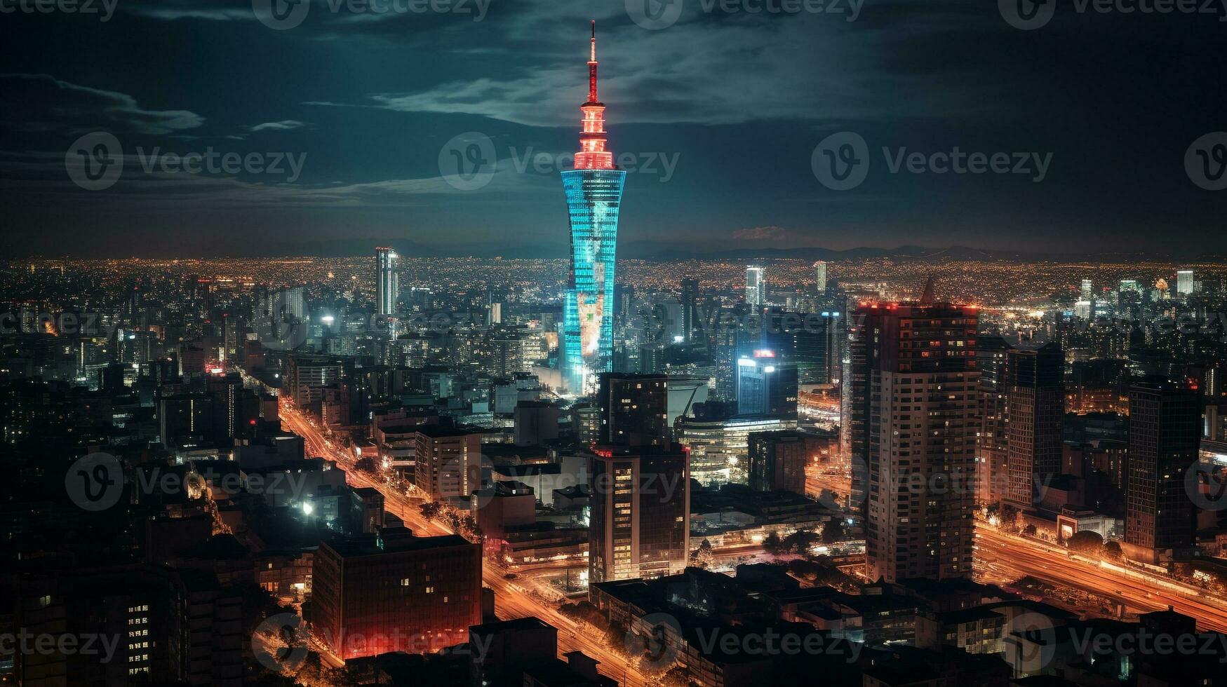 nacht visie van torre Latijns-Amerikaans. generatief ai foto