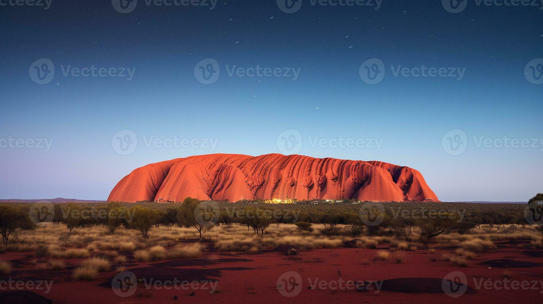 nacht visie van uluru - ayers steen. generatief ai foto