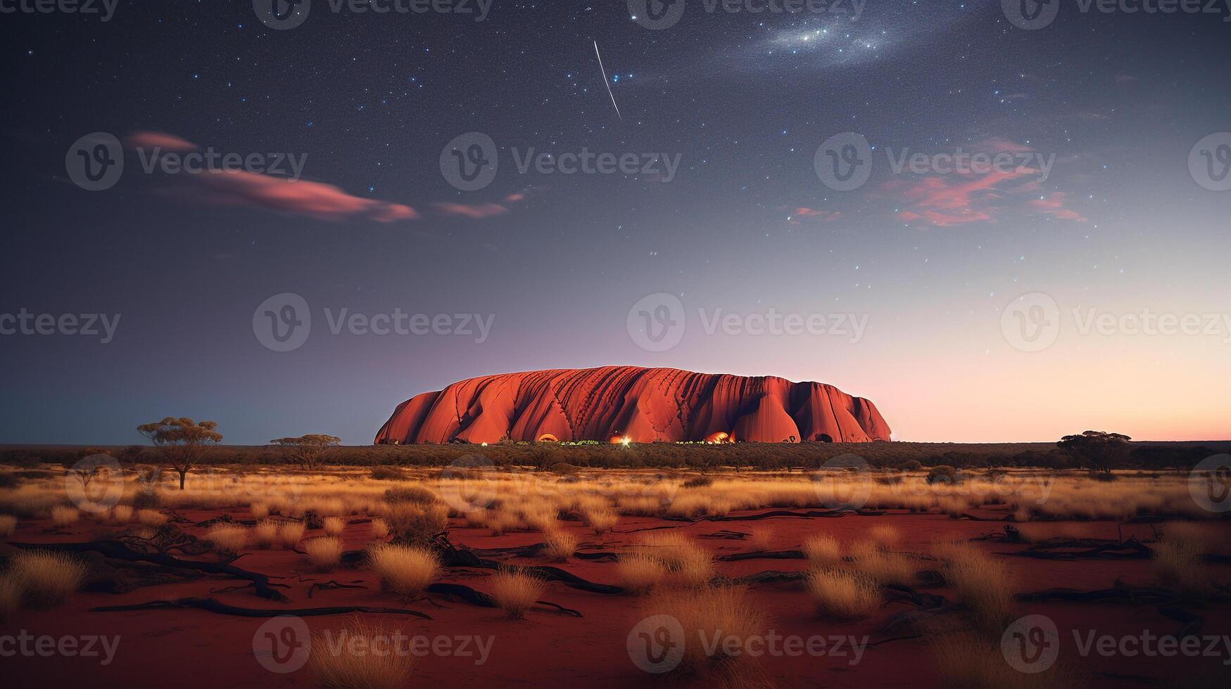 nacht visie van uluru - ayers steen. generatief ai foto