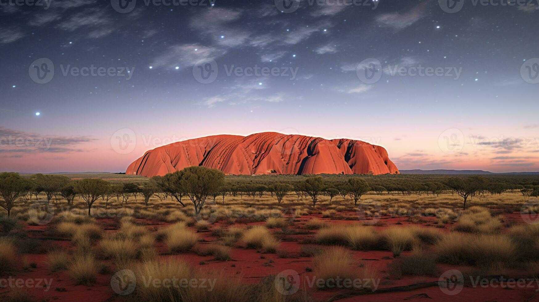 nacht visie van uluru - ayers steen. generatief ai foto