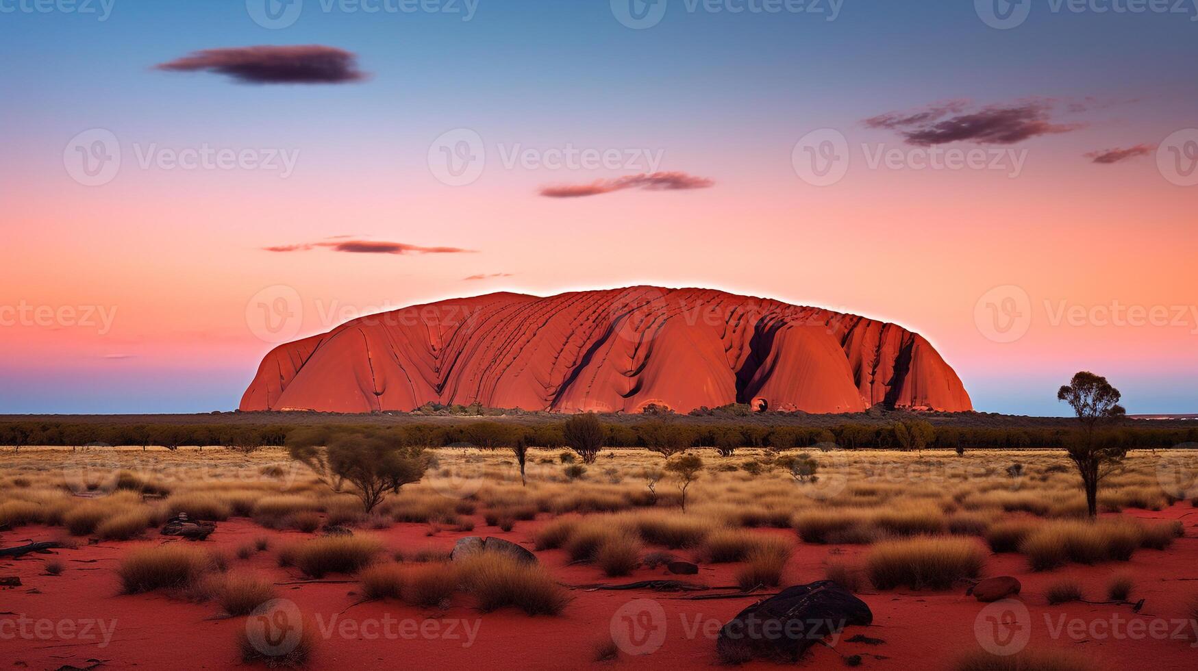 nacht visie van uluru - ayers steen. generatief ai foto