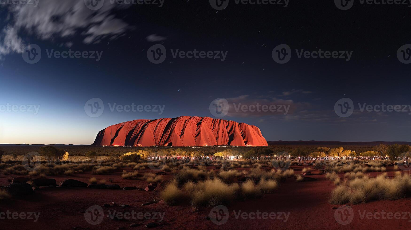 nacht visie van uluru - ayers steen. generatief ai foto