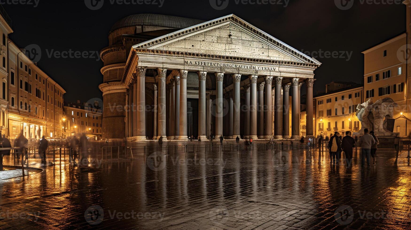 nacht visie van pantheon. generatief ai foto