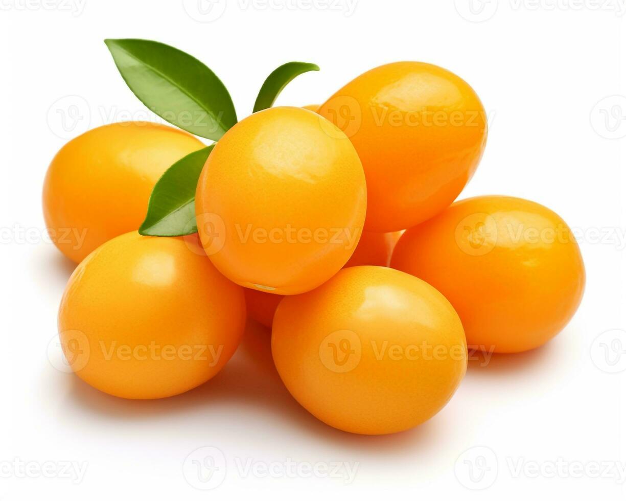 foto van Kumquat geïsoleerd Aan wit achtergrond. generatief ai