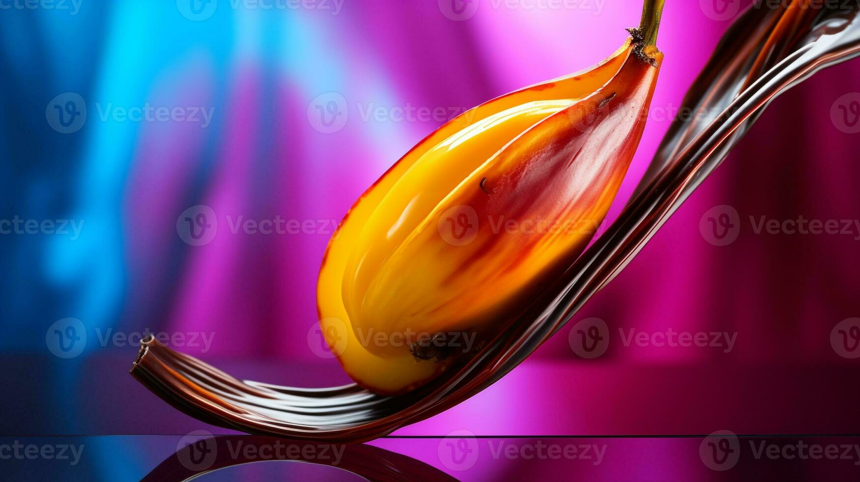 foto van vanille fruit voor de helft tegen een kleurrijk abstract achtergrond. generatief ai
