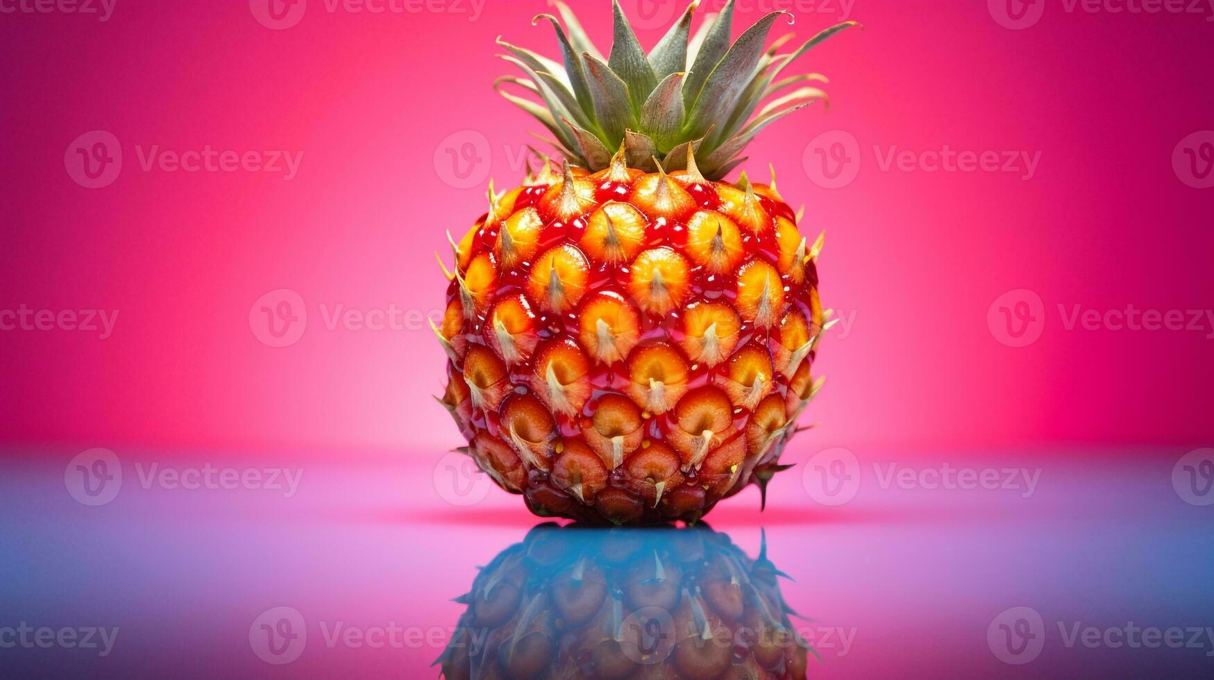 foto van ananas fruit voor de helft tegen een kleurrijk abstract achtergrond. generatief ai