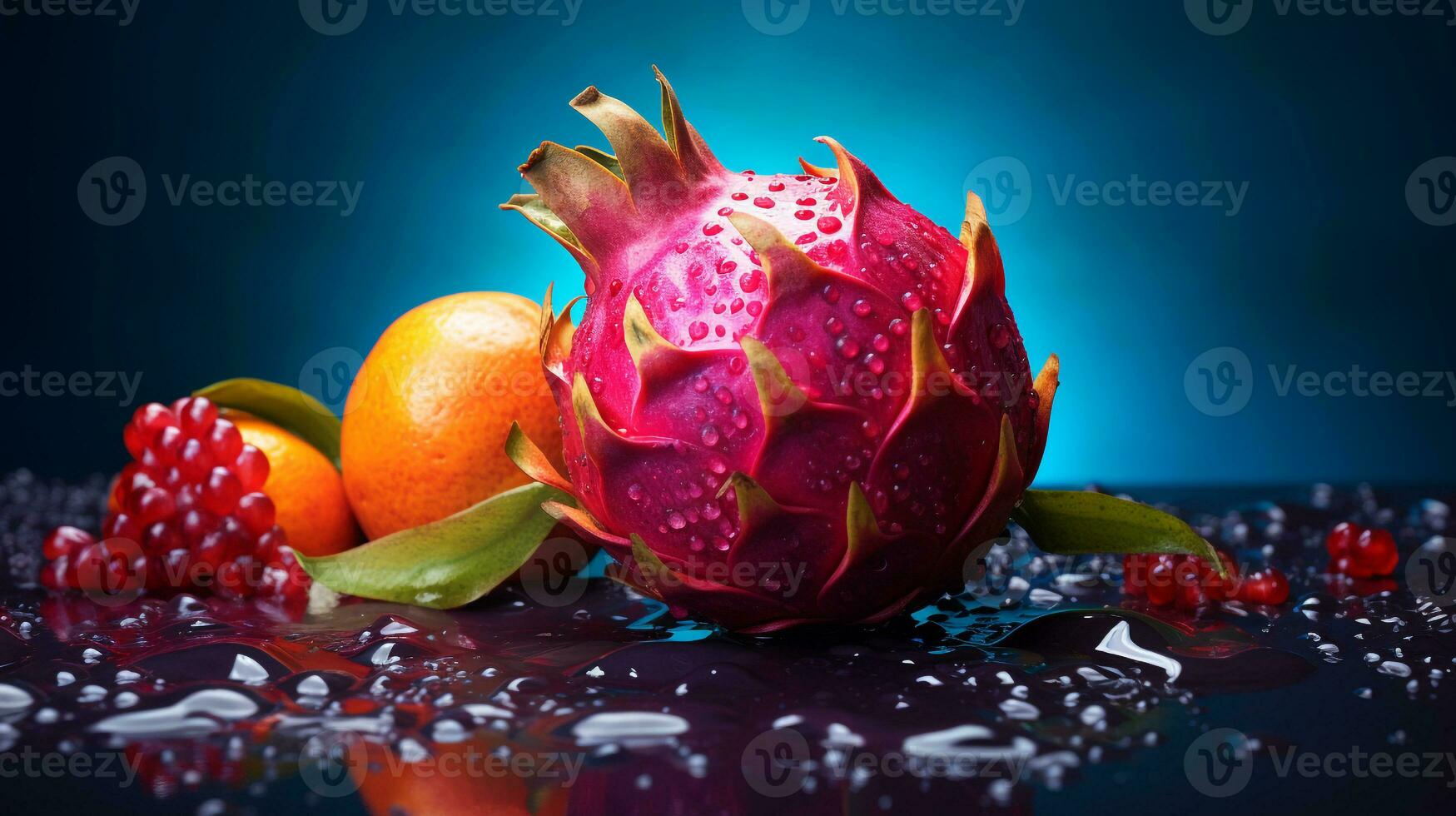 foto van chirimoya fruit voor de helft tegen een kleurrijk abstract achtergrond. generatief ai