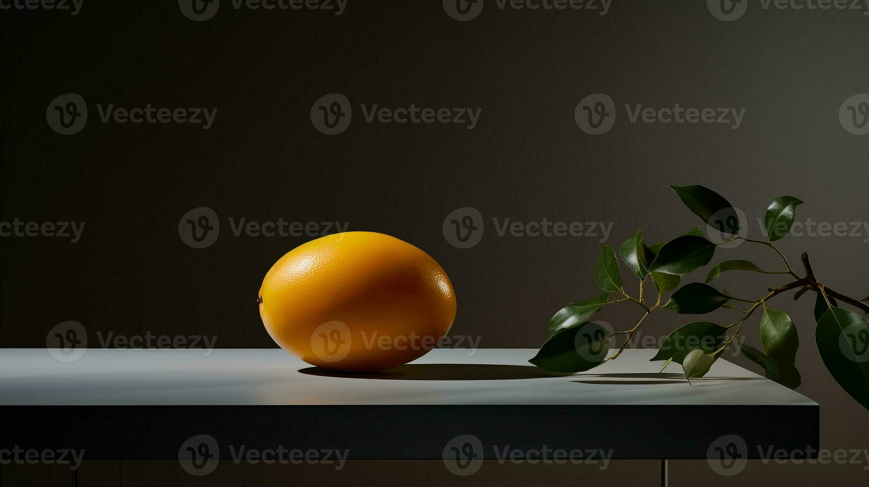 foto van ei fruit Aan een minimalistische tafel. generatief ai