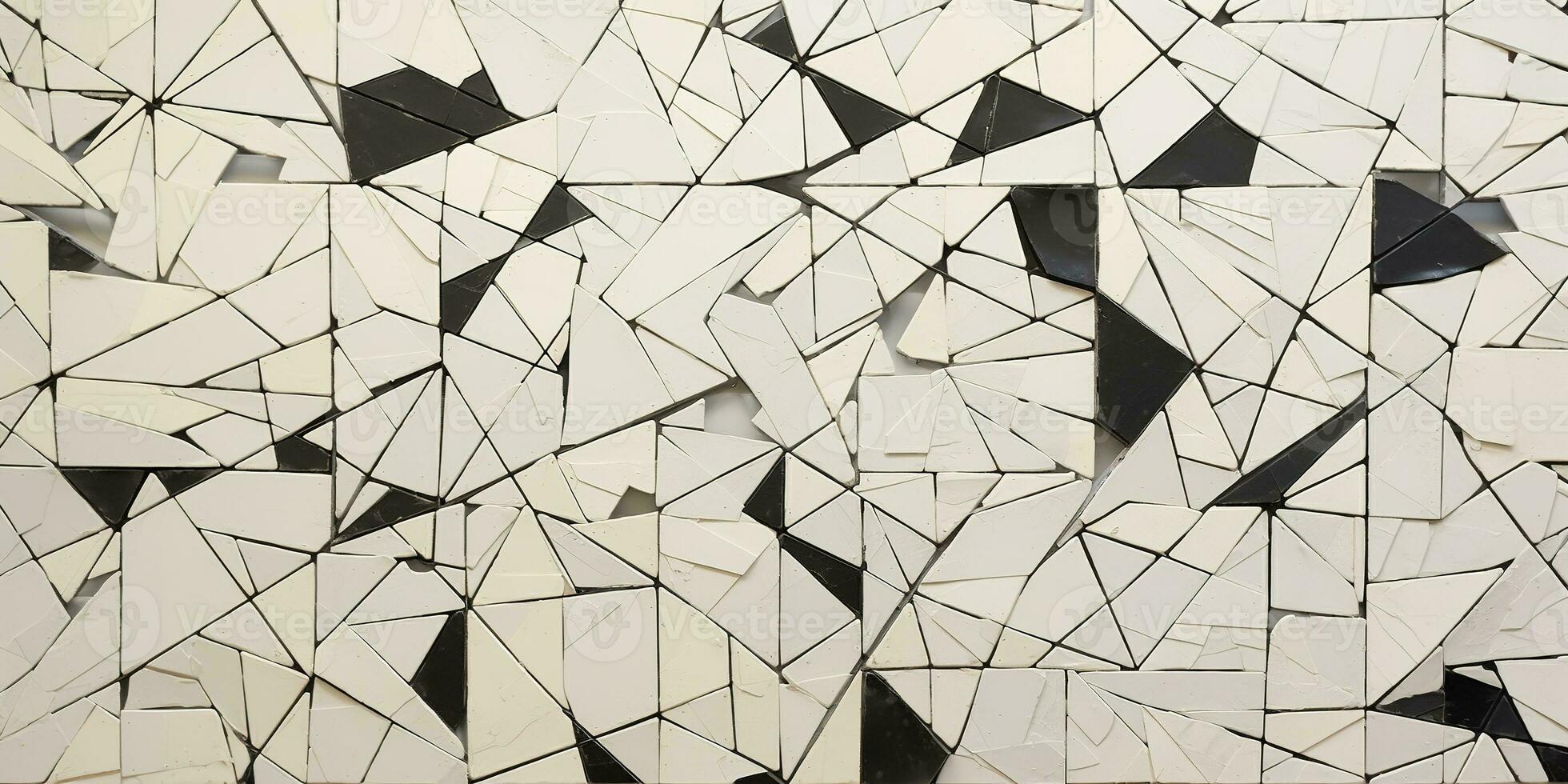 generatief ai, meetkundig monochroom samenstelling van papier besnoeiing uit stukken, zwart en wit achtergrond foto