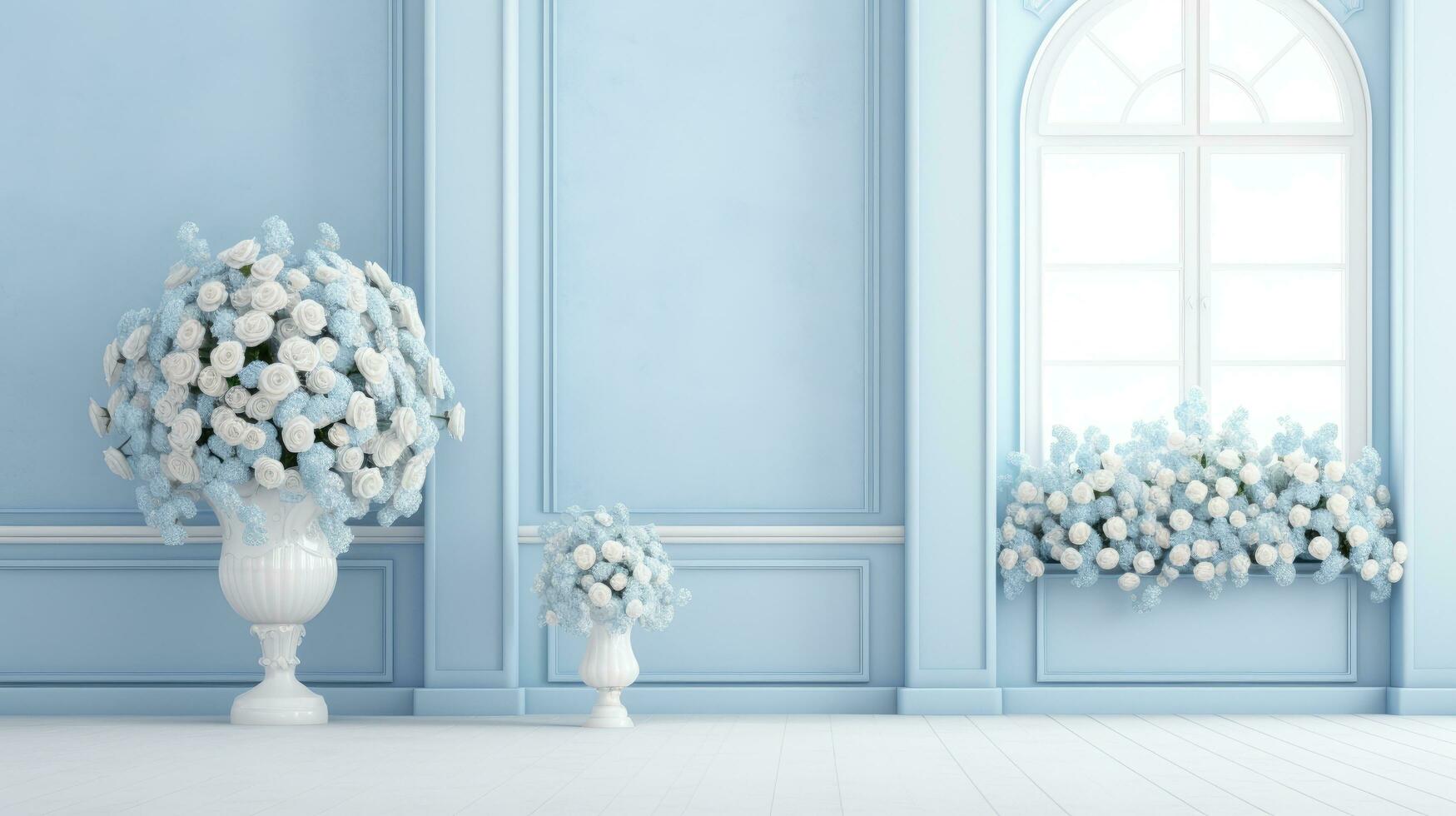 Koninklijk blauw bruiloft achtergrond, generatief ai foto