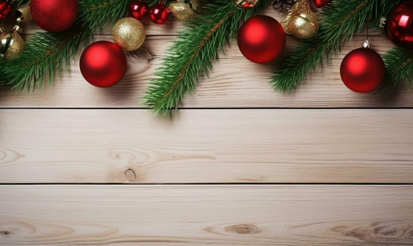 Kerstmis kader grens houten achtergrond ai gegenereerd foto