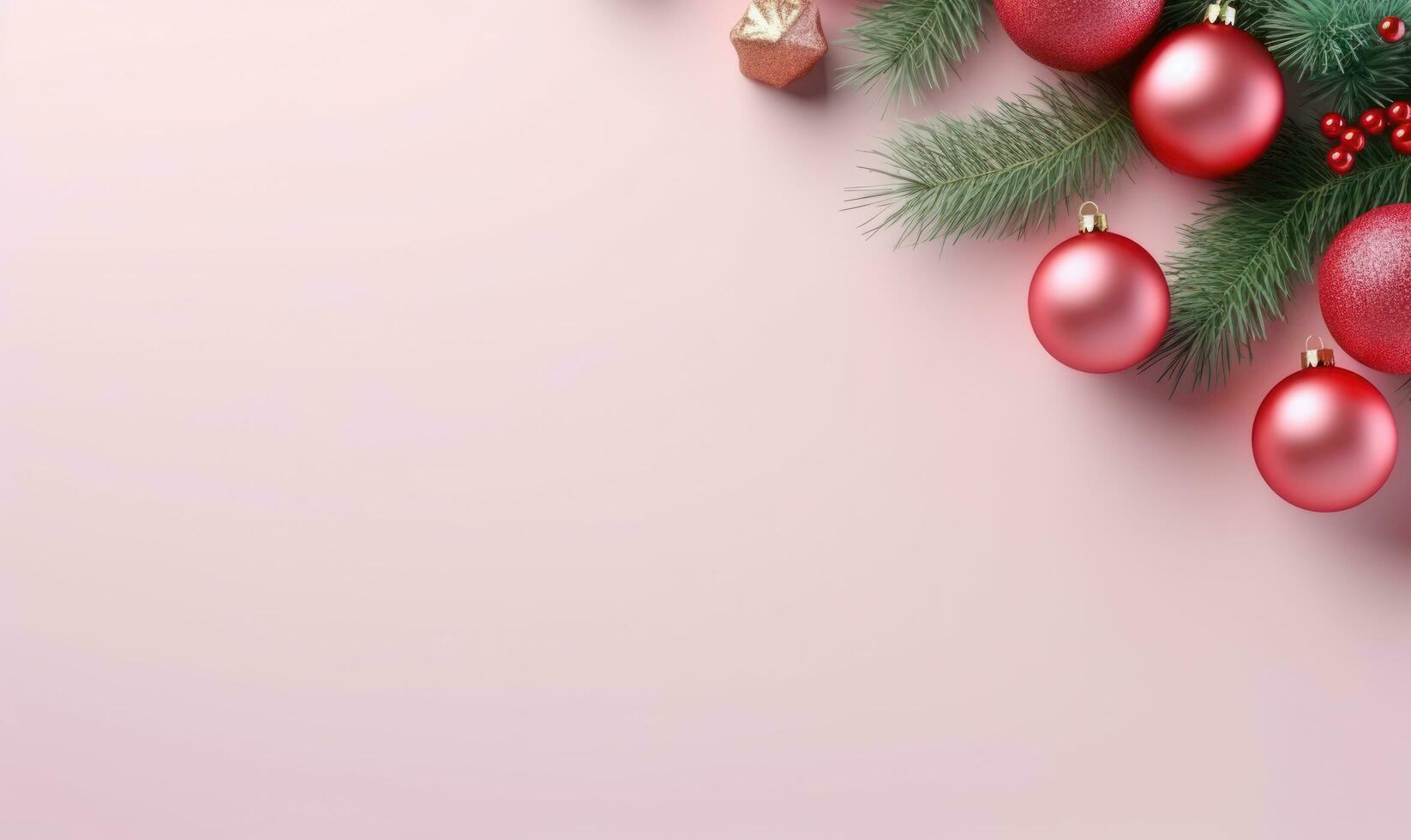 Kerstmis kader grens licht roze achtergrond ai gegenereerd foto