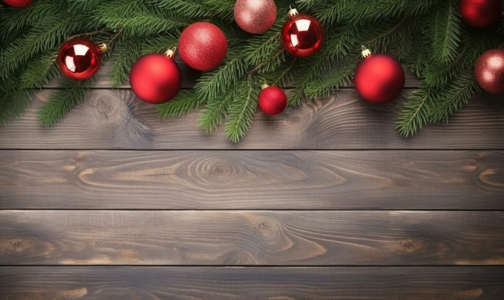 Kerstmis kader grens houten achtergrond ai gegenereerd foto