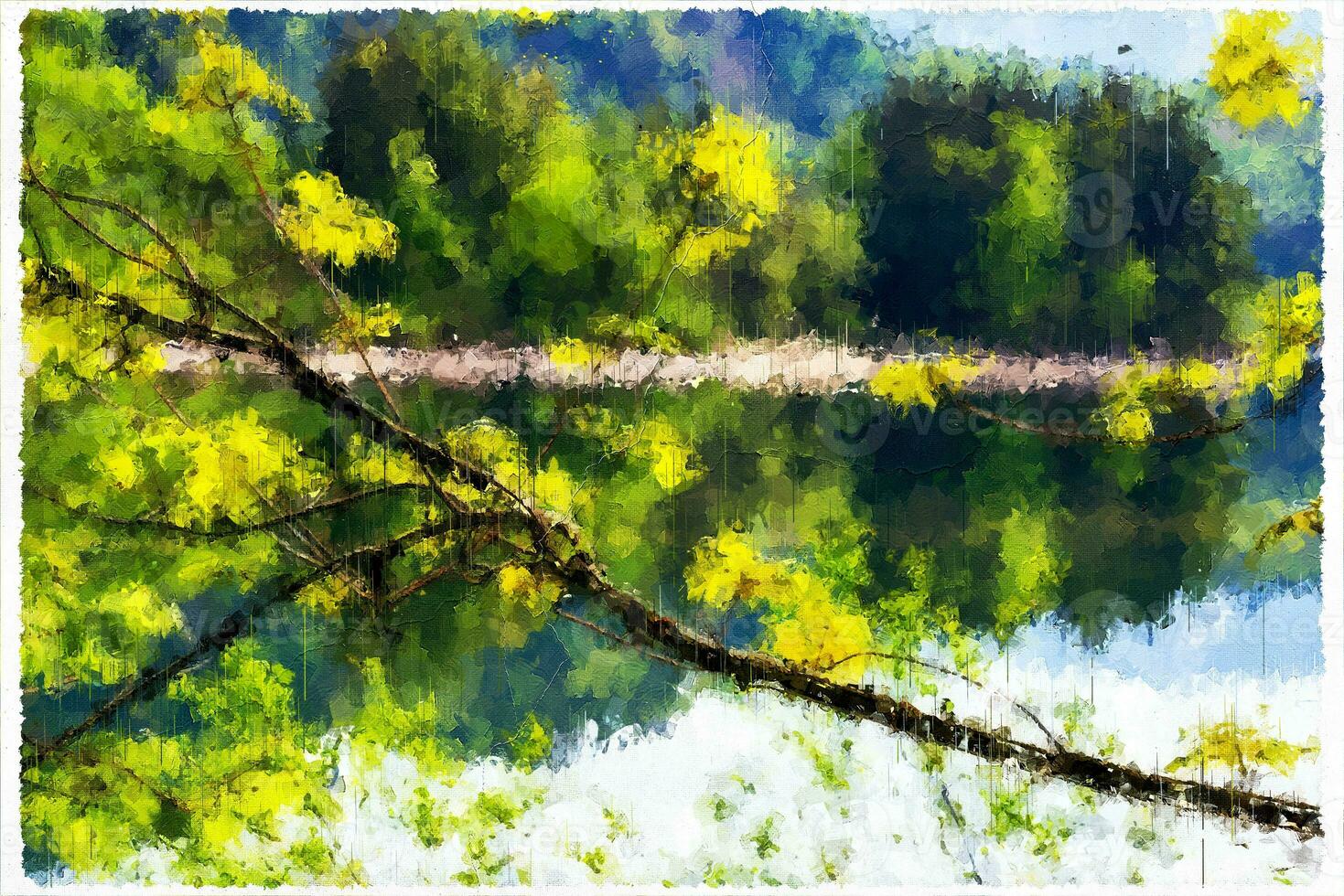 abstract impressionisme natuur landschap digitaal schilderij foto