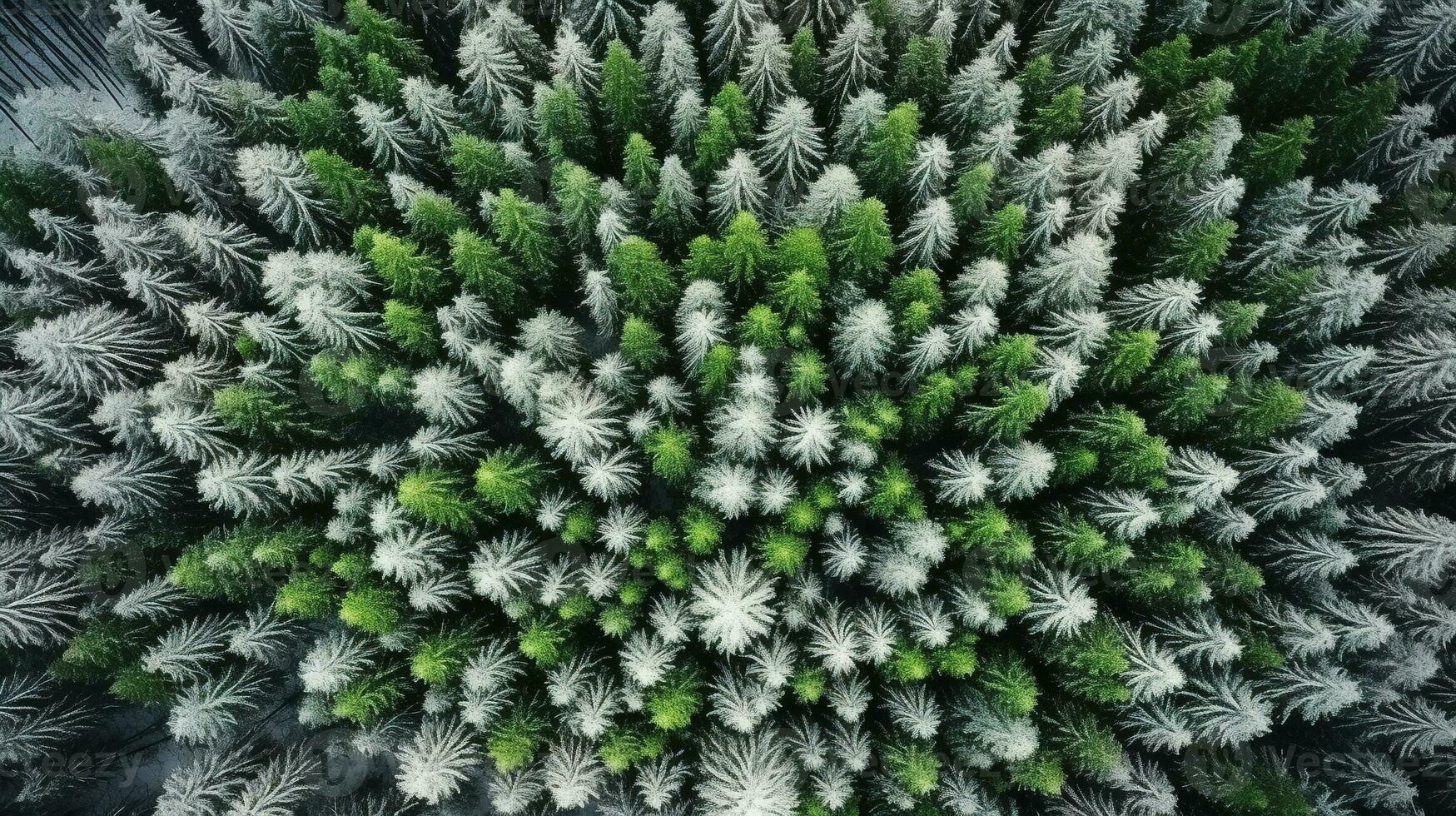 generatief ai, nevelig winter Spar Woud mooi landschap in hipster wijnoogst retro stijl, groenblijvend bomen met tonen foto