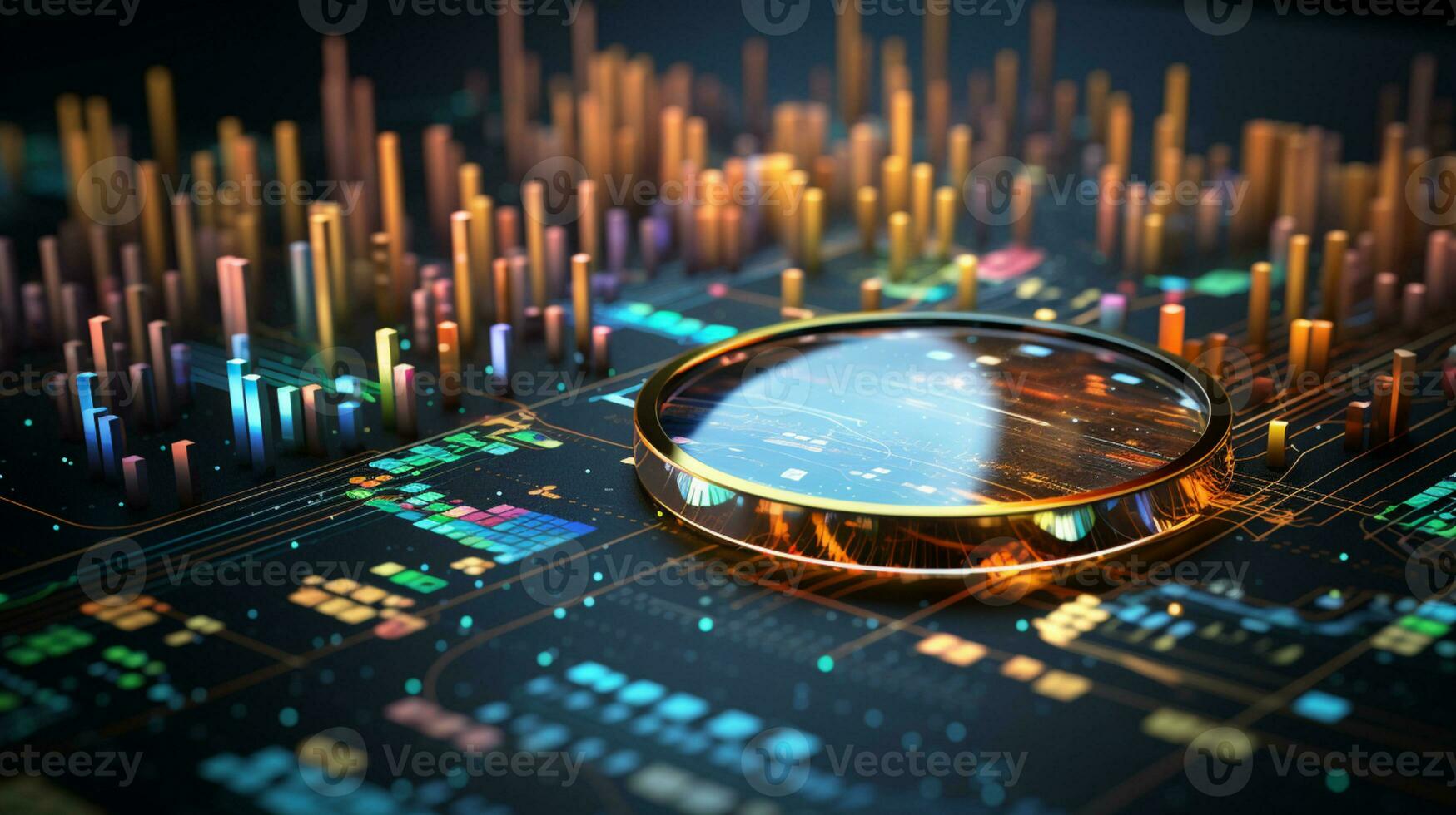 gegevens visualisatie, dichtbij omhoog technologie digitalisering, optimalisatie van high Tech elektronica, gegevens mijnbouw, kunstmatig intelligentie, bedrijf analyse, ai generatief foto