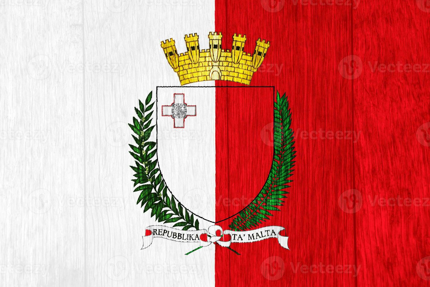 vlag en jas van armen van republiek van Malta Aan een getextureerde achtergrond. concept collage. foto