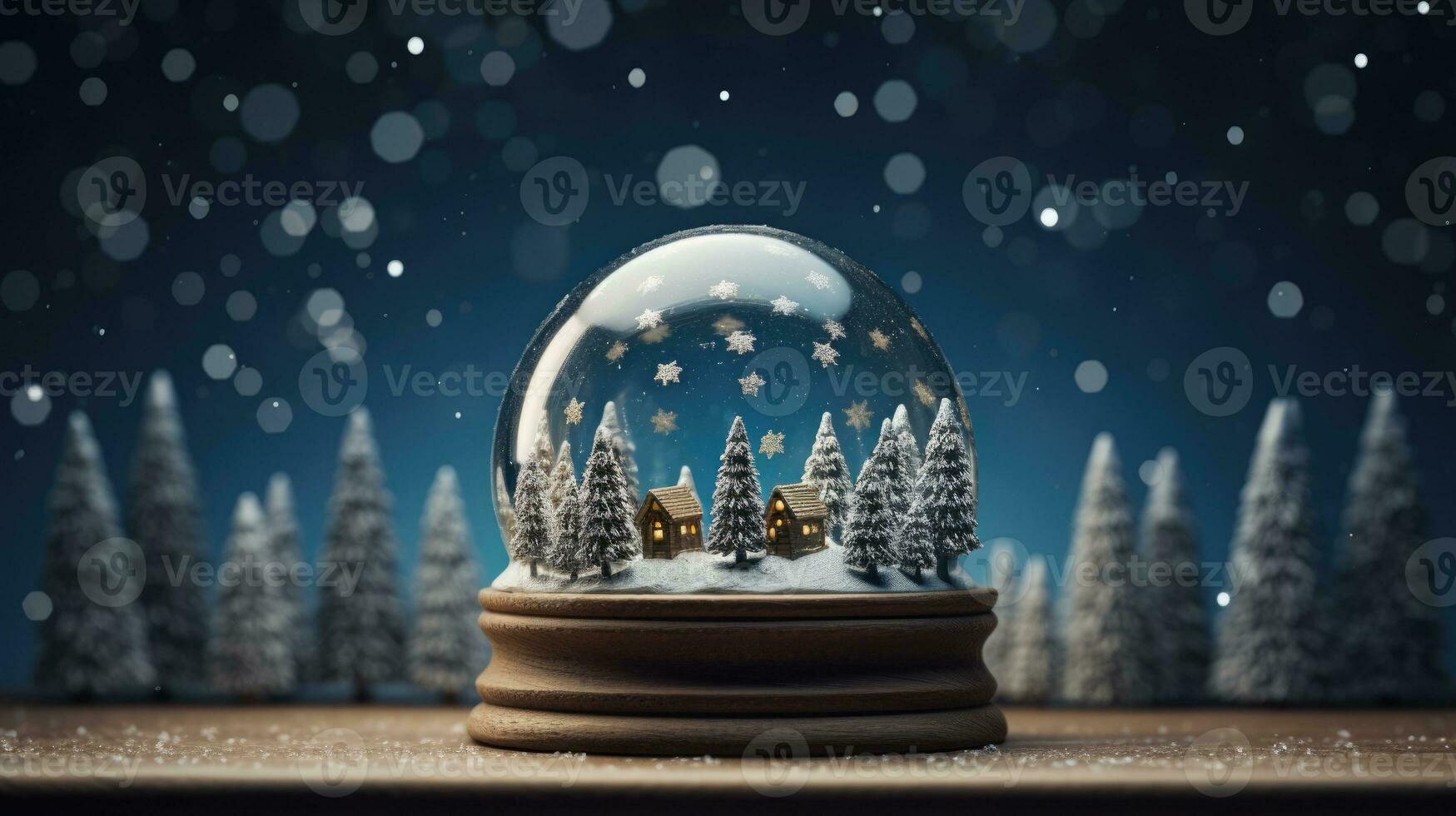 Kerstmis Kerstmis winter sneeuwbol cabine, gegenereerd ai foto