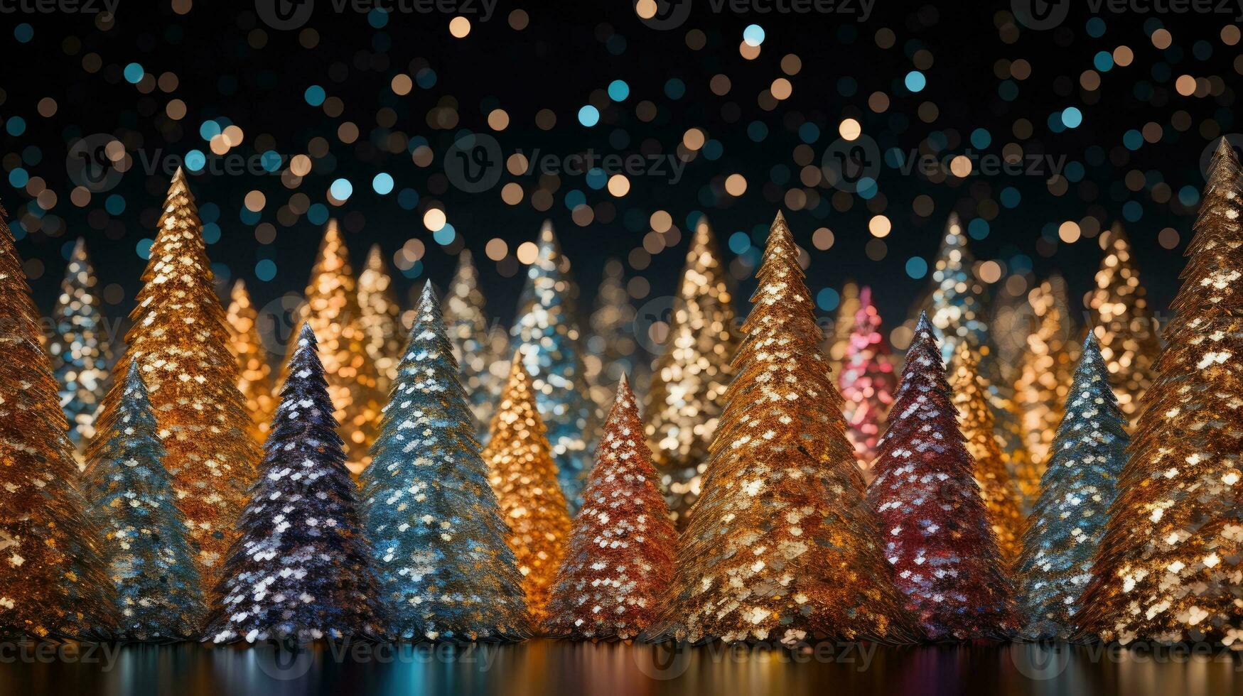 Kerstmis boom Kerstmis vakantie decoratie met schitteren bokeh achtergrond, generatief ai foto