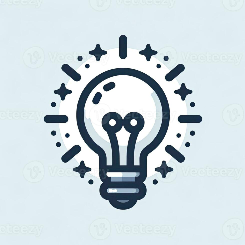 een icoon symboliseert ideeën of innovatie, afgebeeld door een verlichte licht lamp, ideaal voor divers digitaal platformen. ai gegenereerd foto