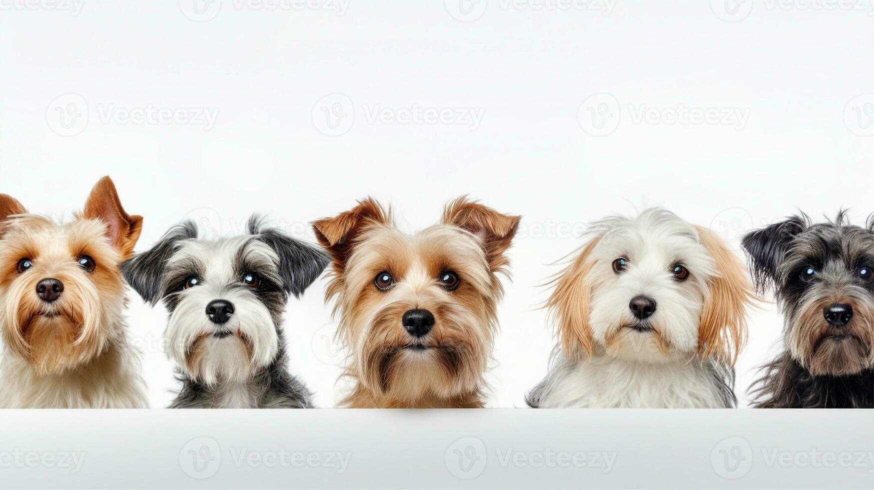 groep van verschillend honden, geïsoleerd wit achtergrond met kopiëren ruimte. generatief ai foto