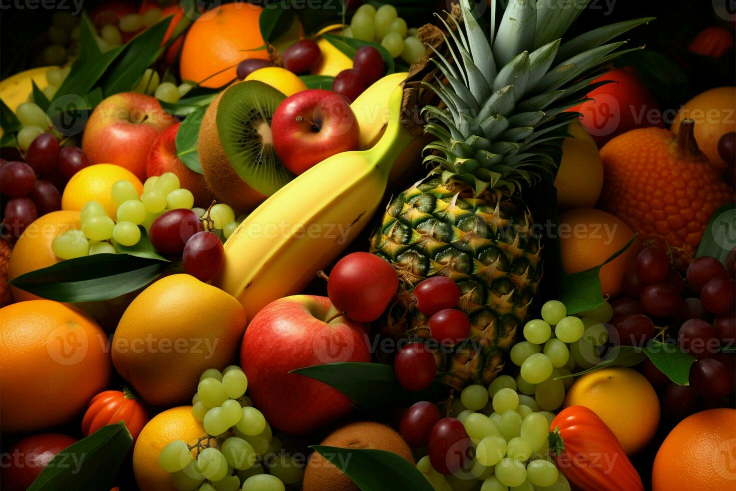 een rangschikking van tropisch fruit, aanbieden een smaak van paradijs ai gegenereerd foto