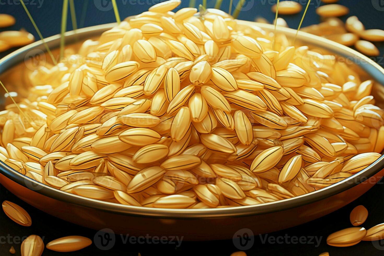 speels tekenfilm afbeelding van levendig en geanimeerd rijst- granen ai gegenereerd foto