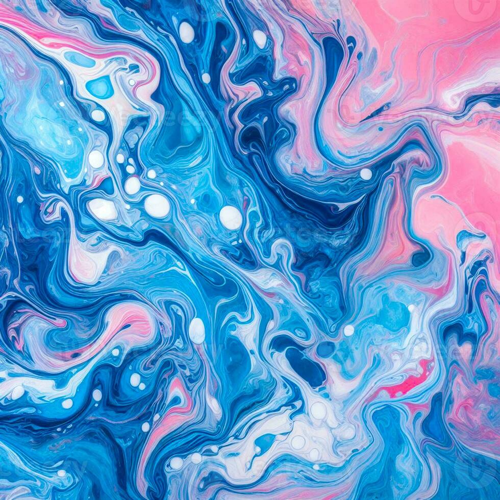 gemarmerd blauw en roze abstract achtergrond. vloeistof marmeren helling menging inkt patroon waterverf zuur wassen structuur kleurrijk foto