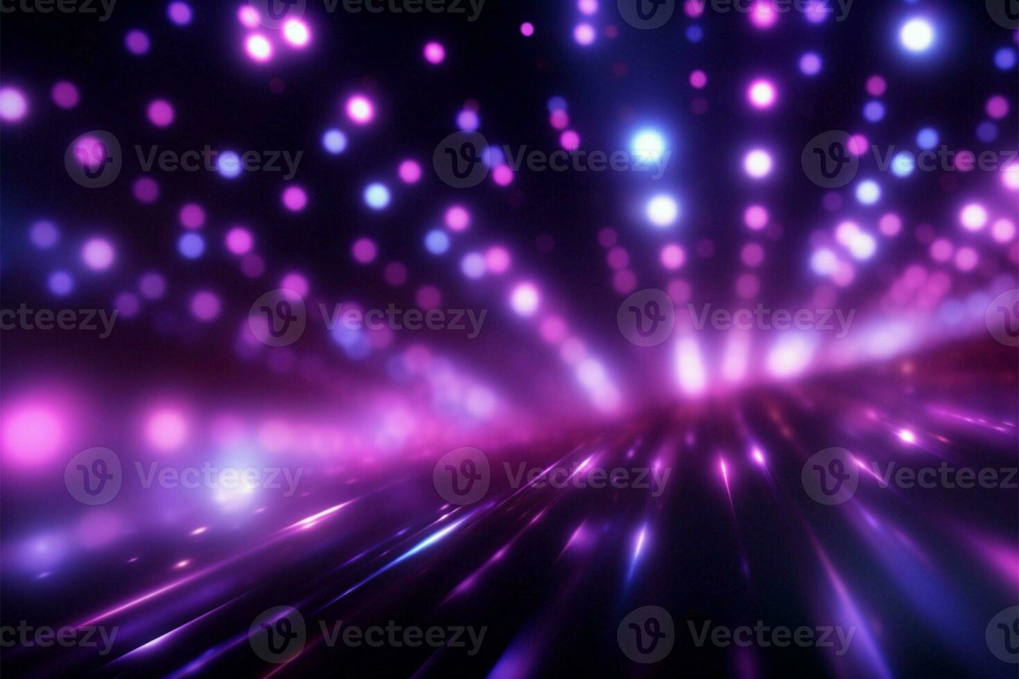 abstract, levendig Purper patroon met vliegend dots en gloeiend cirkels ai gegenereerd foto