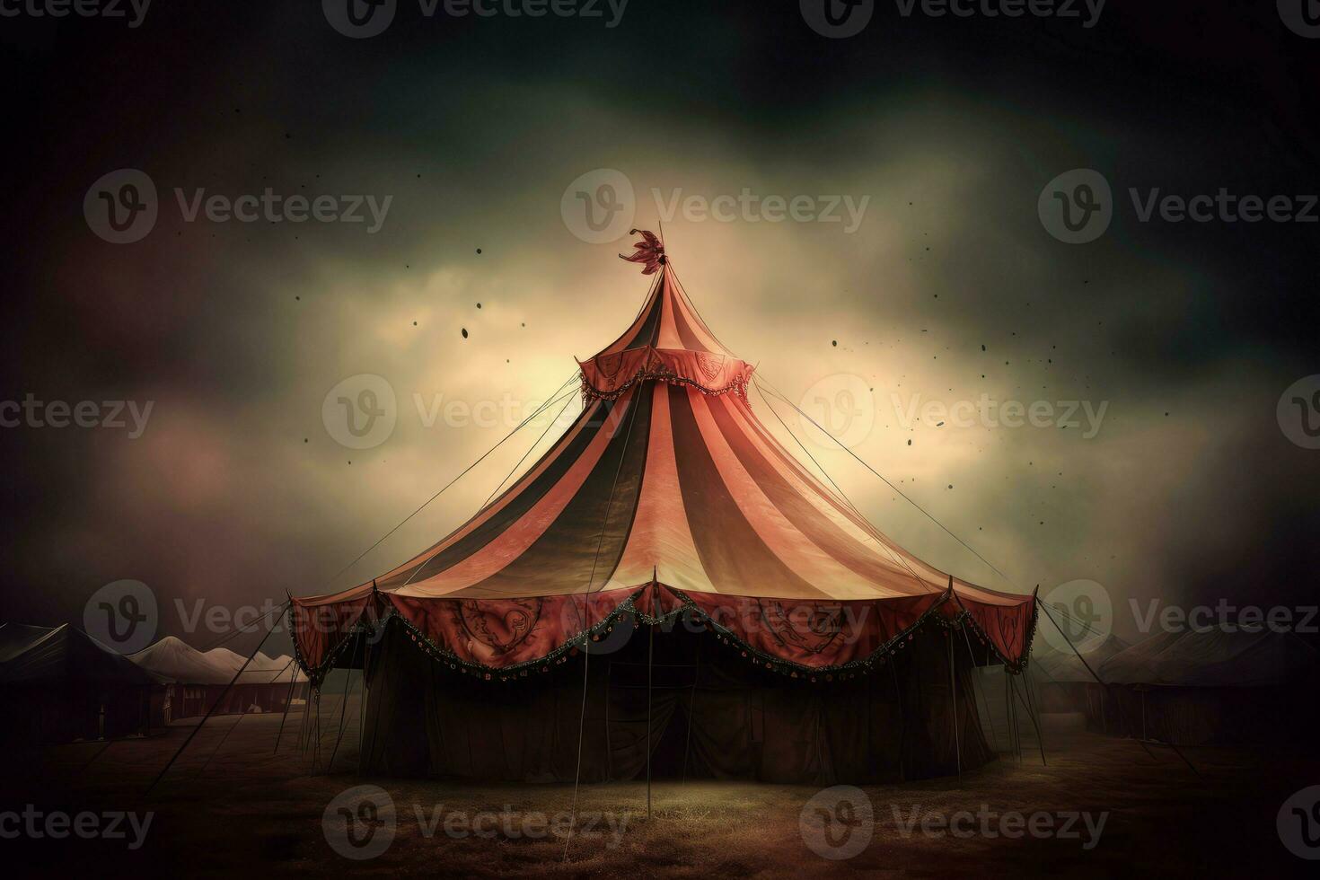 somber circus Bij donker nacht tent. genereren ai foto