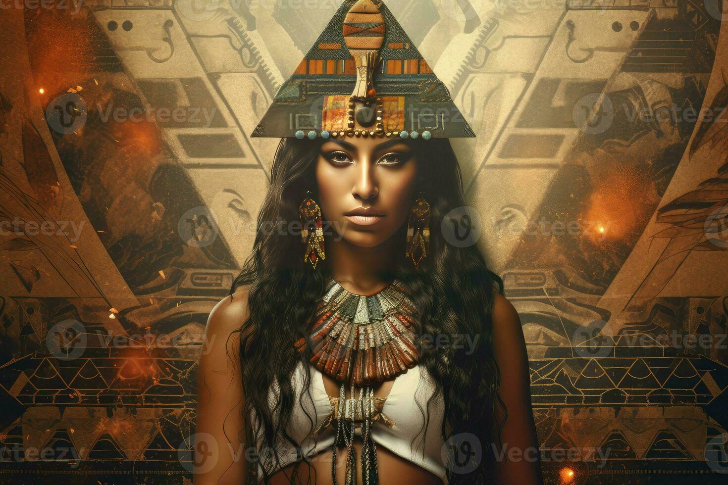 groots aztec vrouw piramide. genereren ai foto