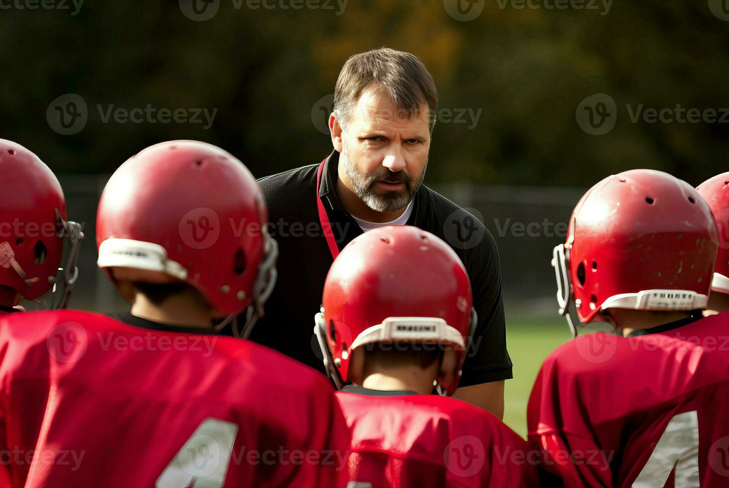 Amerikaans voetbal trainer voor rugby studenten team. genereren ai foto