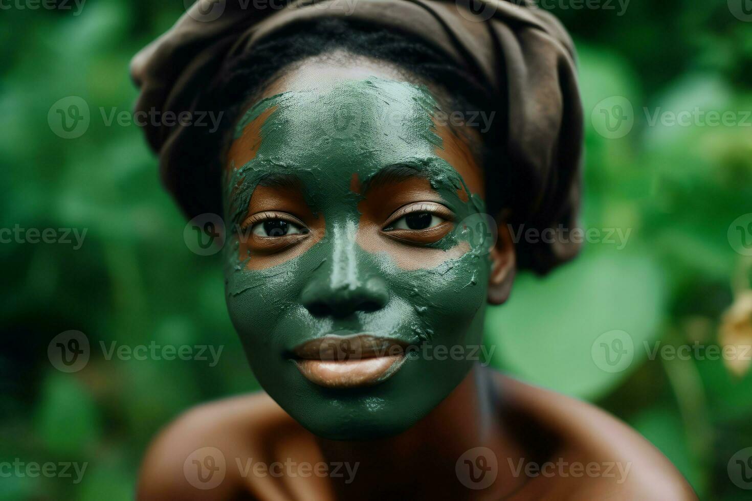 huid behandeling groen gezicht masker. genereren ai foto