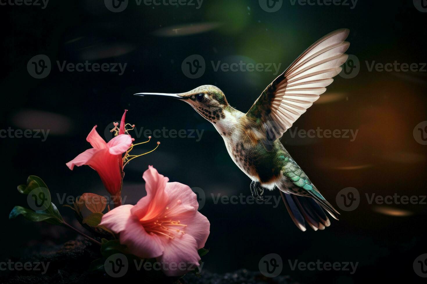 behendig vliegend kolibrie. genereren ai foto
